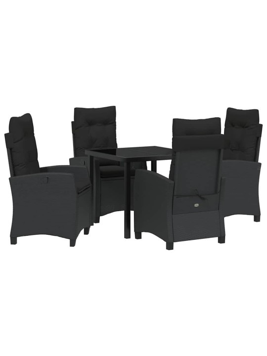 Dārza ēdamgalds 5 pcs melna poliratāns