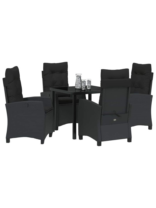 Dārza ēdamgalds 5 pcs melna poliratāns