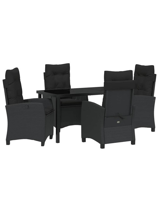Dārza ēdamgalds 5 pcs melna poliratāns