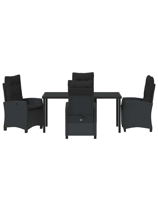 Dārza ēdamgalds 5 pcs melna poliratāns
