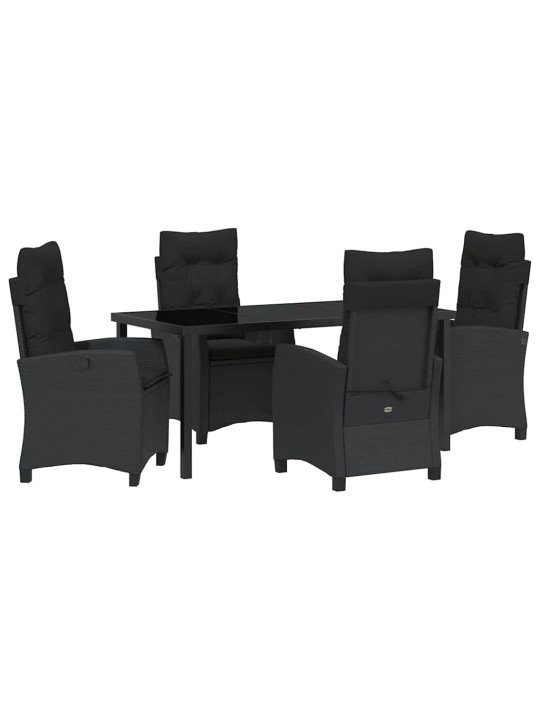 Dārza ēdamgalds 5 pcs melna poliratāns