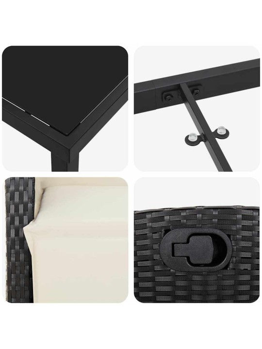 Dārza ēdamgalds 3 pcs melna poliratāns