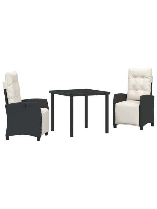 Dārza ēdamgalds 3 pcs melna poliratāns
