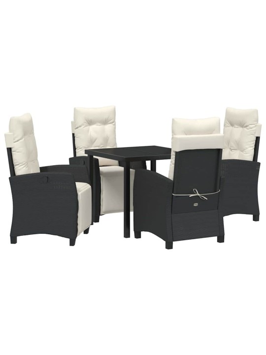 Dārza ēdamgalds 5 pcs melna poliratāns