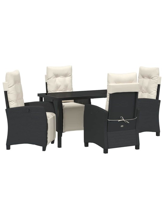Dārza ēdamgalds 5 pcs melna poliratāns
