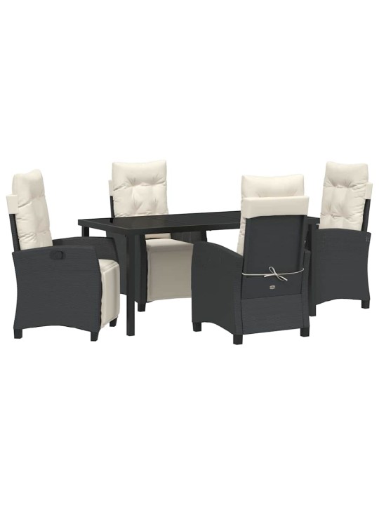 Dārza ēdamgalds 5 pcs melna poliratāns