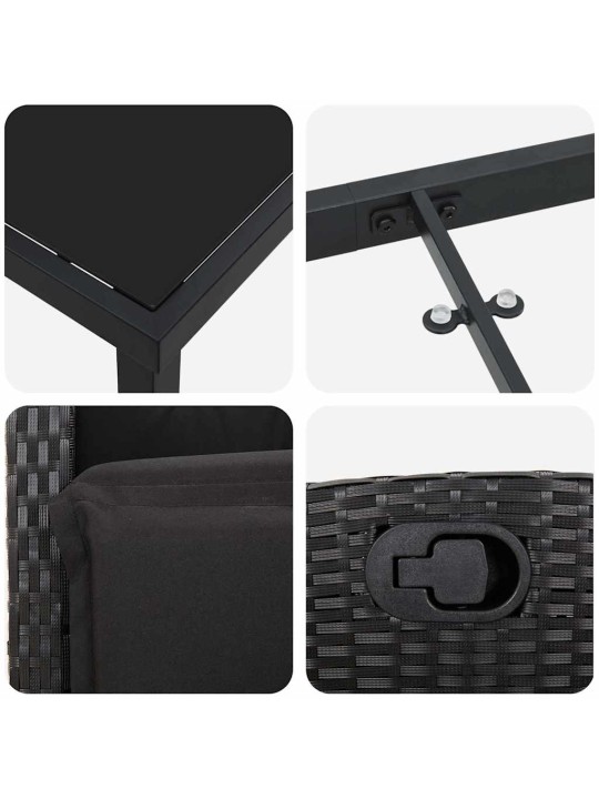 Dārza ēdamgalds 3 pcs melna poliratāns