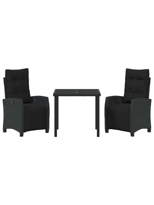 Dārza ēdamgalds 3 pcs melna poliratāns