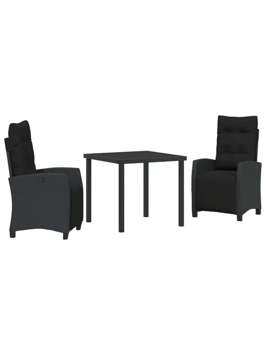 Dārza ēdamgalds 3 pcs melna poliratāns