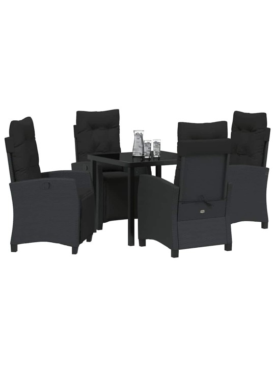 Dārza ēdamgalds 5 pcs melna poliratāns