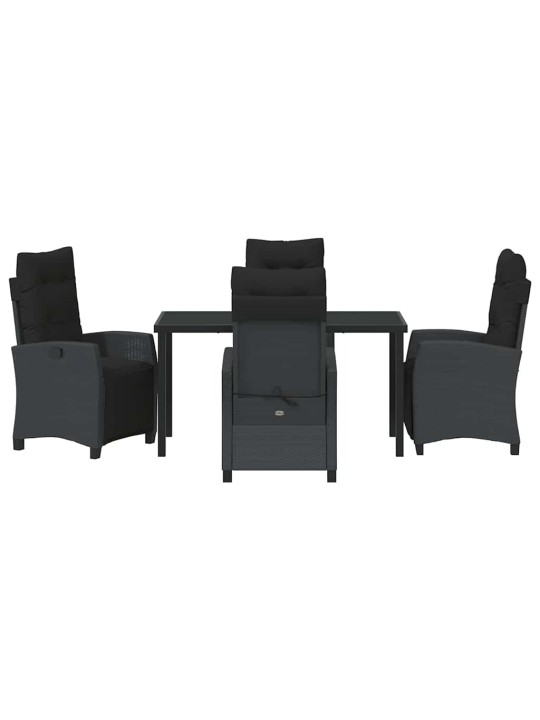 Dārza ēdamgalds 5 pcs melna poliratāns