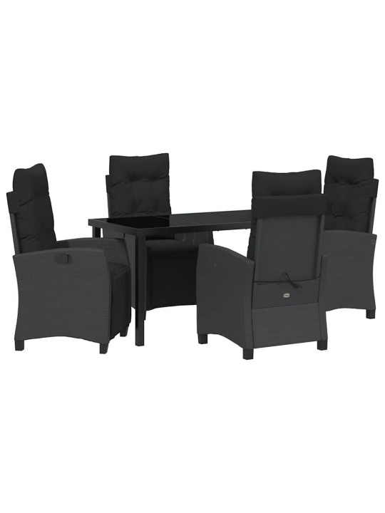 Dārza ēdamgalds 5 pcs melna poliratāns