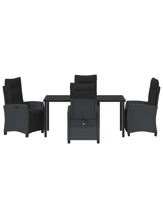 Dārza ēdamgalds 5 pcs melna poliratāns