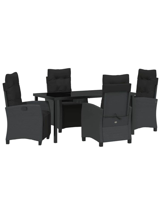Dārza ēdamgalds 5 pcs melna poliratāns