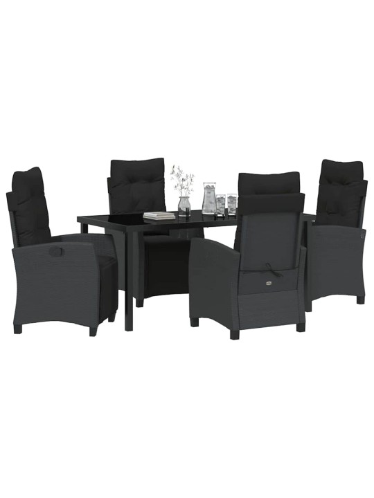 Dārza ēdamgalds 5 pcs melna poliratāns