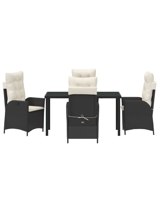 Dārza ēdamgalds 5 pcs melna poliratāns