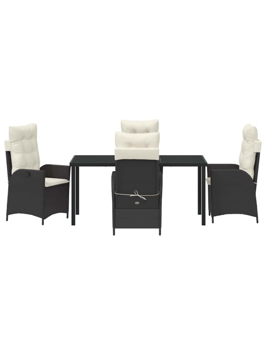 Dārza ēdamgalds 5 pcs melna poliratāns