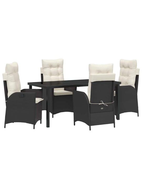 Dārza ēdamgalds 5 pcs melna poliratāns