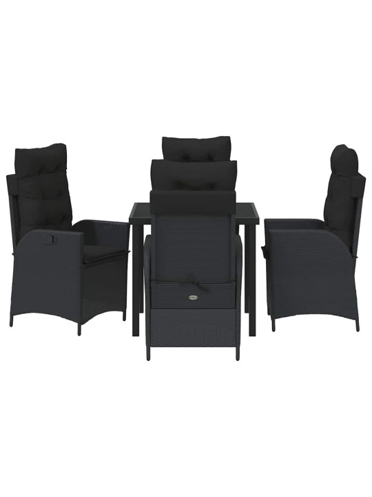 Dārza ēdamgalds 5 pcs melna poliratāns