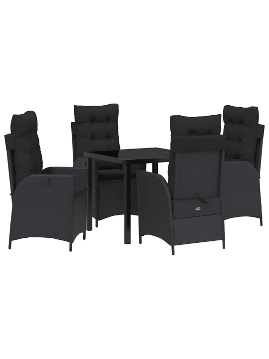Dārza ēdamgalds 5 pcs melna poliratāns