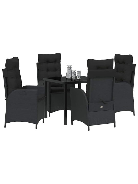 Dārza ēdamgalds 5 pcs melna poliratāns