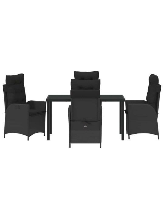 Dārza ēdamgalds 5 pcs melna poliratāns