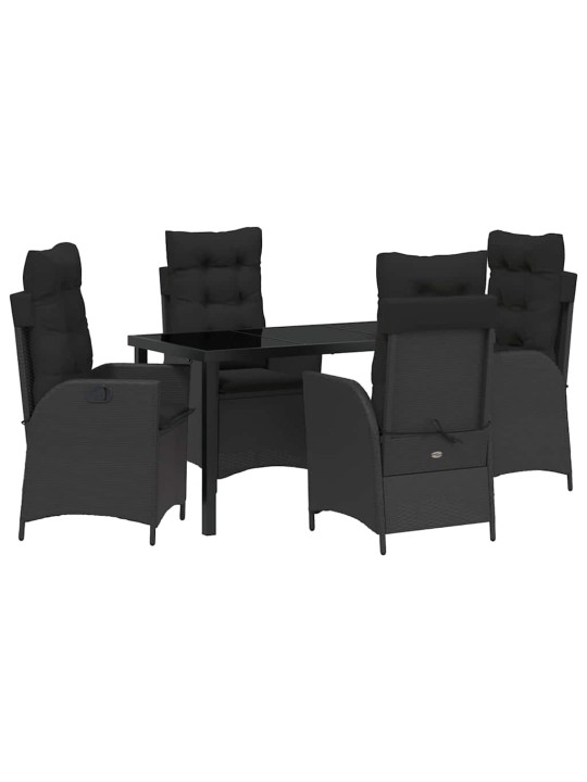 Dārza ēdamgalds 5 pcs melna poliratāns