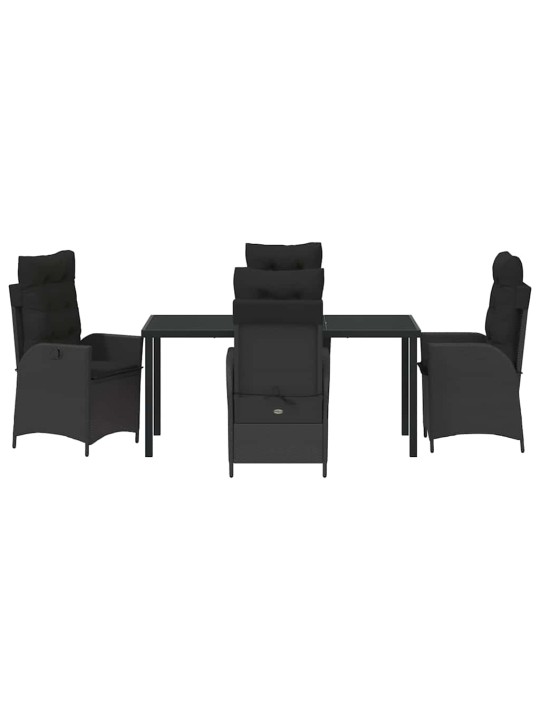 Dārza ēdamgalds 5 pcs melna poliratāns