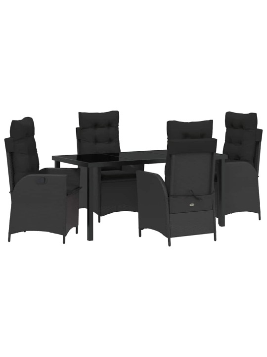 Dārza ēdamgalds 5 pcs melna poliratāns