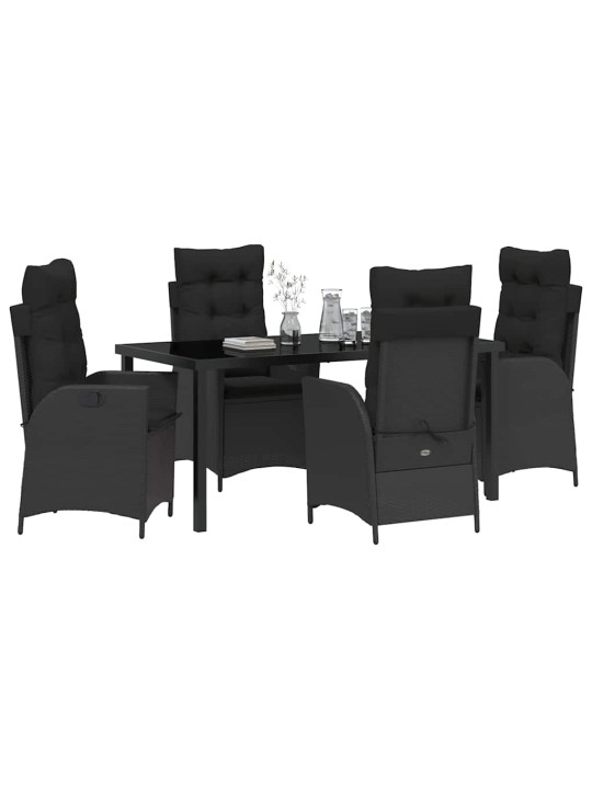 Dārza ēdamgalds 5 pcs melna poliratāns