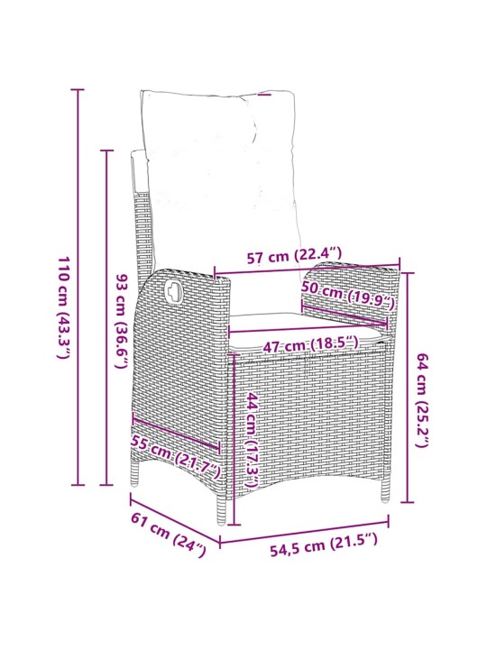 Dārza ēdamgalds 3 pcs brūna poliratāns