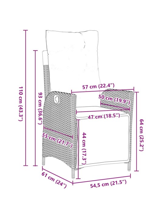 Dārza ēdamgalds 5 pcs melna poliūtu rotangpalma