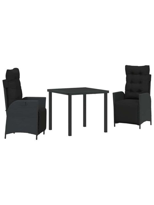 Dārza ēdamgalds 3 pcs melna poliūtu rotangpalma