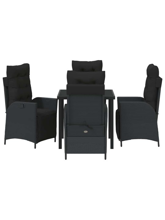 Dārza ēdamgalds 5 pcs melna poliūtu rotangpalma