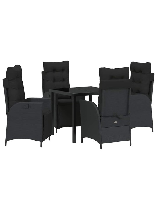 Dārza ēdamgalds 5 pcs melna poliūtu rotangpalma