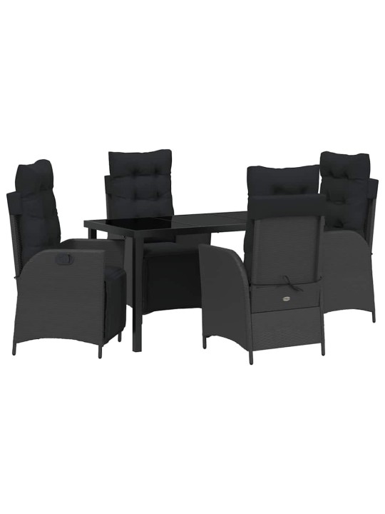 Dārza ēdamgalds 5 pcs melna poliūtu rotangpalma