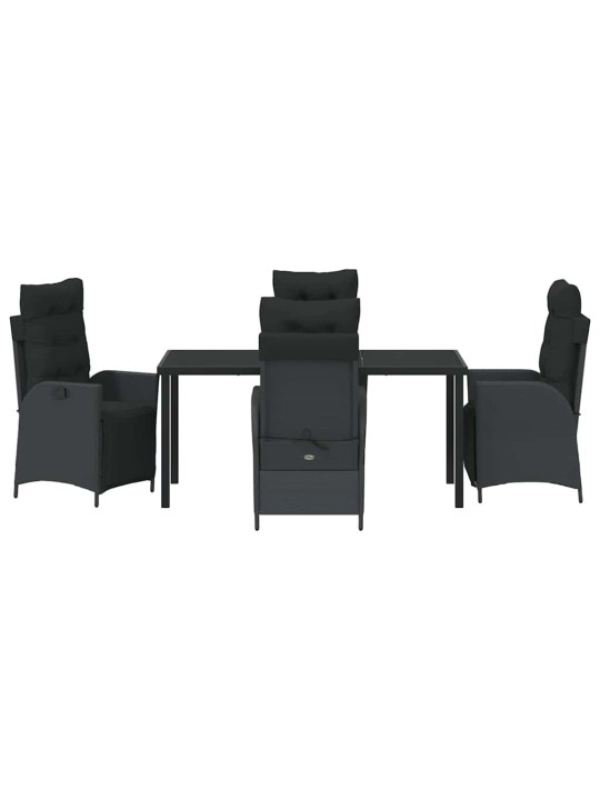Dārza ēdamgalds 5 pcs melna poliūtu rotangpalma