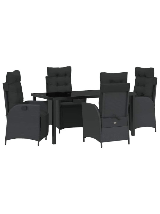 Dārza ēdamgalds 5 pcs melna poliūtu rotangpalma