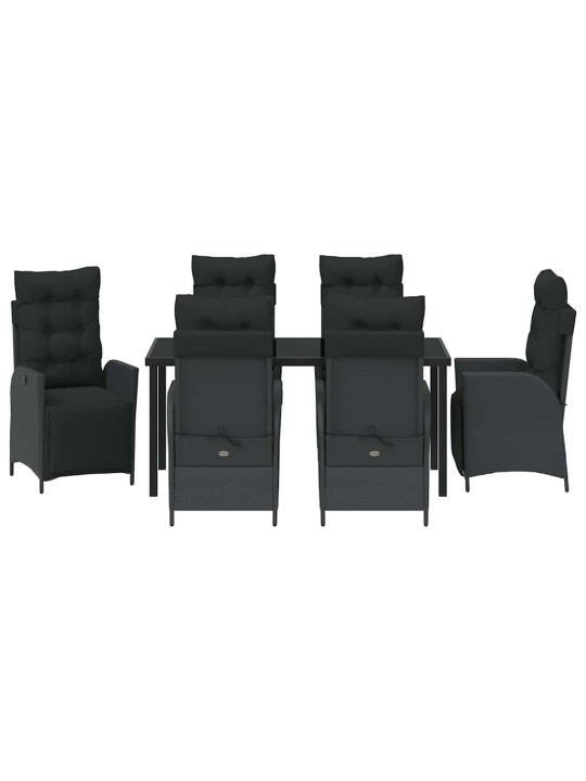 Dārza ēdamgalds 7 pcs melna poliūtu rotangpalma