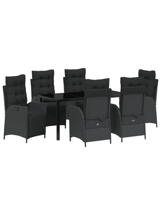 Dārza ēdamgalds 7 pcs melna poliūtu rotangpalma