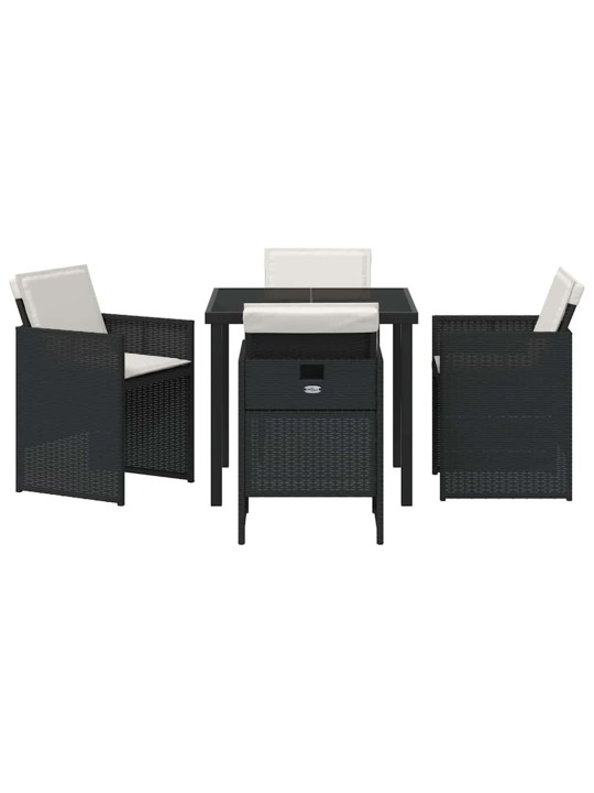Dārza ēdamgalds 5 pcs melna poliratāns