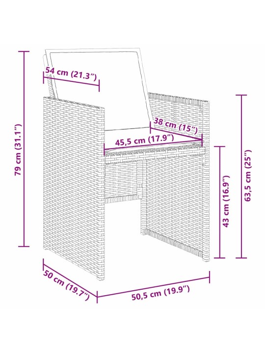 Dārza ēdamgalds 5 pcs melna poliratāns