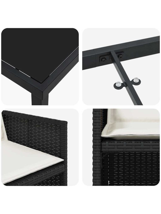Dārza ēdamgalds 5 pcs melna poliratāns