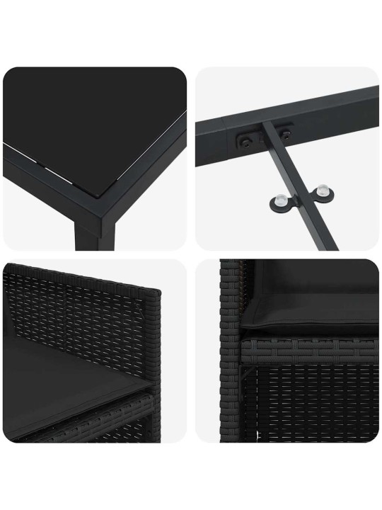 Dārza ēdamgalds 5 pcs melna poliratāns