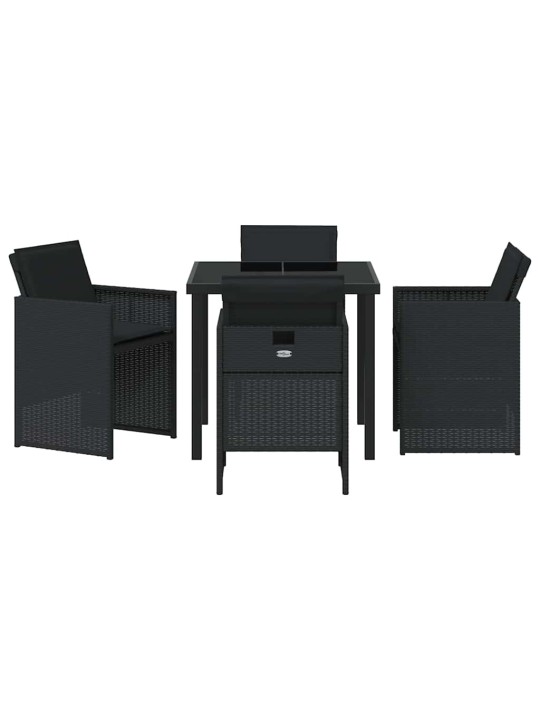 Dārza ēdamgalds 5 pcs melna poliratāns