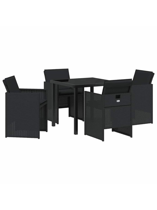 Dārza ēdamgalds 5 pcs melna poliratāns