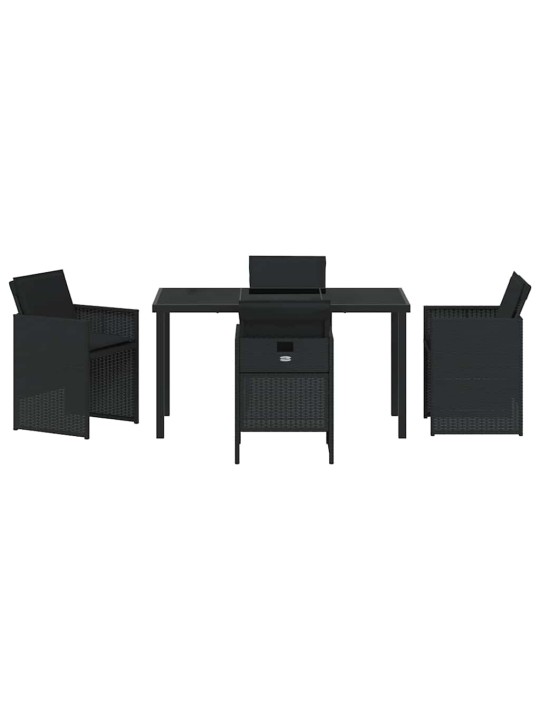 Dārza ēdamgalds 5 pcs melna poliratāns
