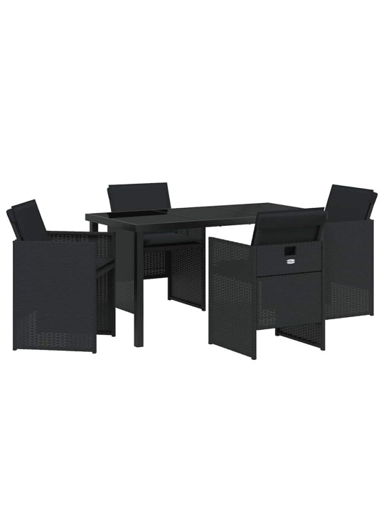 Dārza ēdamgalds 5 pcs melna poliratāns