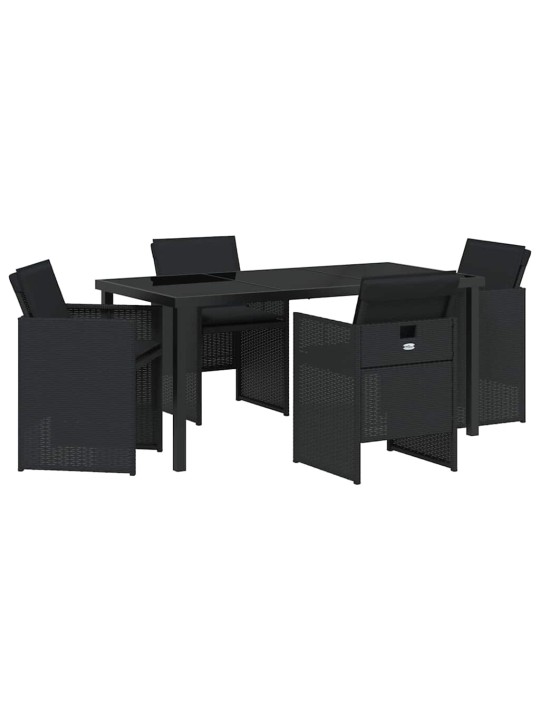 Dārza ēdamgalds 5 pcs melna poliratāns