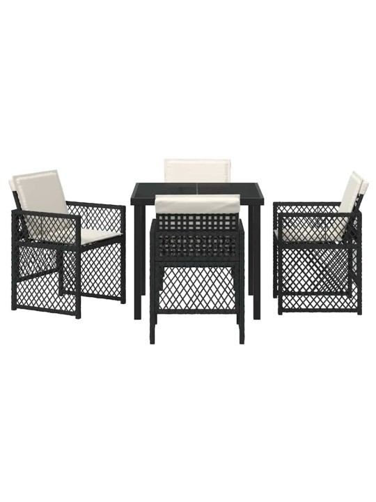 Dārza ēdamgalds 5 pcs melna poliratāns